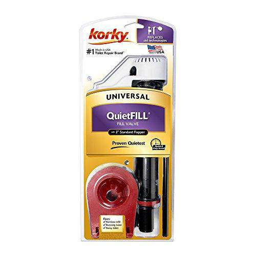 Korky 818BP QuietFILL Universal Toilet Fill Valve and Premium Flapper Easy to Install and Quiet - Made in USA, 2 Inch, Black