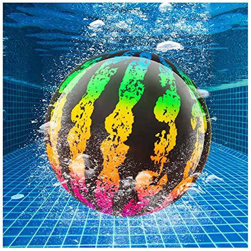 KXCOFTXI Swimming Pool Diving Ball, Teen Watermelon Water Ball for Under Water Passing Dribbling, Anti-Fading Adults Water Pool Ball with Water Injection Connector, for Family Outdoors Game（9 in）