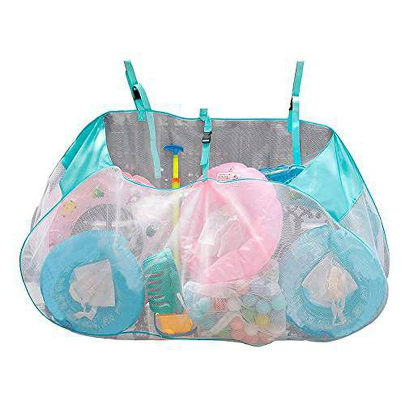 Large Pool Storage Bag Above Ground Pool Side Organizer Netting for Toys, Mesh Storage Bag Side Wall Swimming Pools Bag with Adjustable Straps for Inflatables Pool Toys