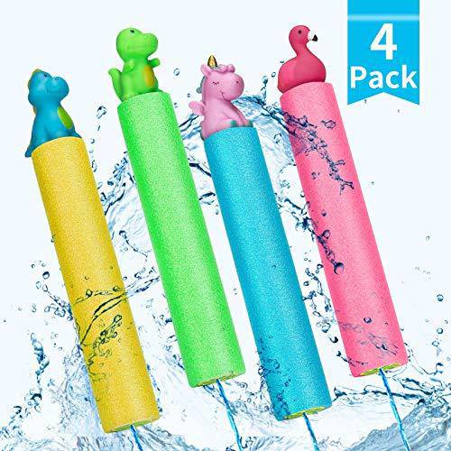 Lejof Water Blaster Pool Toys, 4 Pack Foam Water Guns for Kids and Adults, Water Toys for Courtyard Pool Beach Yard and Park Play