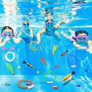 LET'S GO! Pool Toys for Kids Age 3-12 Diving Toys with Pool Torpedo, Diving Rings, Diving Seaweeds, Toypedo Shark, Diving Gems, Storage Bag for Kid Underwater Swimming Diving Pool Toy