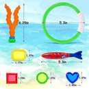 LET'S GO! Pool Toys for Kids Age 3-12 Diving Toys with Pool Torpedo, Diving Rings, Diving Seaweeds, Toypedo Shark, Diving Gems, Storage Bag for Kid Underwater Swimming Diving Pool Toy