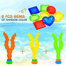 LET'S GO! Pool Toys for Kids Age 3-12 Diving Toys with Pool Torpedo, Diving Rings, Diving Seaweeds, Toypedo Shark, Diving Gems, Storage Bag for Kid Underwater Swimming Diving Pool Toy