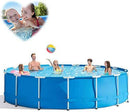 LFSTY Round Frame Above Ground Pool, Metal Frame Pool, Pond Family Swimming Pool Metal Frame Structure Pool Easy Set Up, Suitable for Kids, Toddlers, Adults