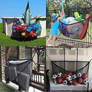 Lifekisser Adjustable Large Capacity Hanging Pool Storage Bag, Folding Above Ground Pool Side Organizer Netting for Inflatables Pool Toys Floats Outdoor Beach Hanging Storage Bag Black 58"x33.5"