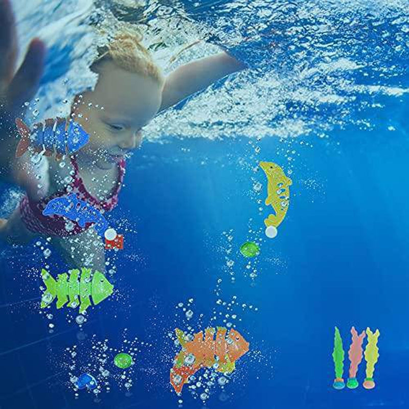 LightClouds Diving Pool Toys Set Included Diving Sticks, Diving Ring, Gems, Diving Fish, Diving Shark, Summer Swimming Pool Toys Diving Toys Set Underwater Water Toys for Kids Adults