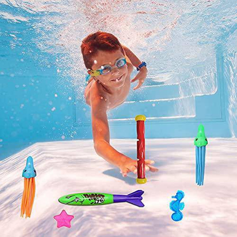 LightClouds Diving Pool Toys Set Underwater Swimming Toys Summer Pool Toys Diving Toys Set Beach Toys Water Toys Included Scuba-Diving Water Rings Seaweed for Kids, Teens, Adults and Pets
