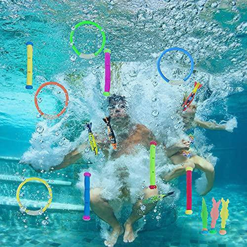 LightClouds Pool Toys Diving Pool Toys Set Swimming Diving Toys Set Underwater Fun Water Toy Included Colorful Diving Sink Diving Ring Training for Kids Adults
