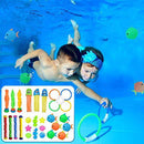 LightClouds Pool Toys for Kids Fun Summer Swimming Pool Diving Toys Set Underwater,Included Diving Rings, Diving Gems, Diving Seaweeds, Diving Frisbee, Fish Toys
