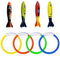 Linkin Sport Swimming Pool Diving Rings Set Diving Toy Torpedo Aquatic Plants for Diving Training (4 Rings + 4 Torpedoes)