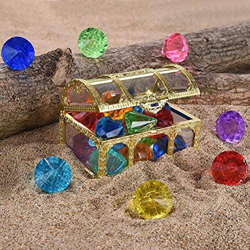 LIUSHUI Diving Gem Pool Toy 10pcs Diamond Set with Treasure Pirate Box Diving Gem Pool Toy Underwater Swimming Toy for Kids