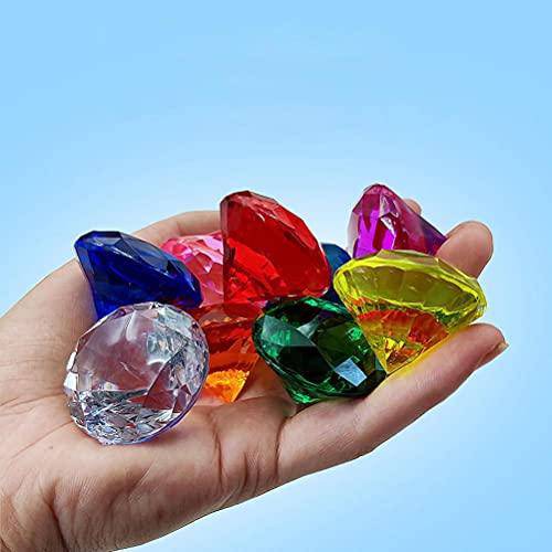 LIUSHUI Diving Gem Pool Toy 10pcs Diamond Set with Treasure Pirate Box Diving Gem Pool Toy Underwater Swimming Toy for Kids