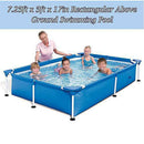 Lolicute Above Ground Swimming Pool 7.25ft x 5ft x 17in Outdoor Rectangular Metal Frame Swimming Pool for Backyard Garden Terrace Leisure Swimming Pool for Adults and Children