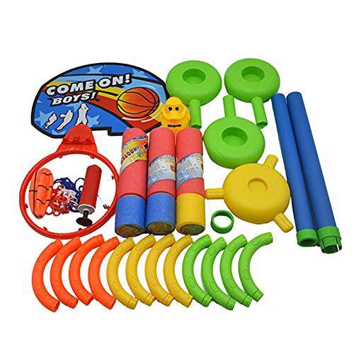 luning Swimming Pool Basketball Hoop Set,Floationg Pool Toys for Kid & Adult Pool Floats - Ring Toss Game Foam Water Sprinkler Balls and Hand Pump - Floating Water Play Gift - Amphibious Charming