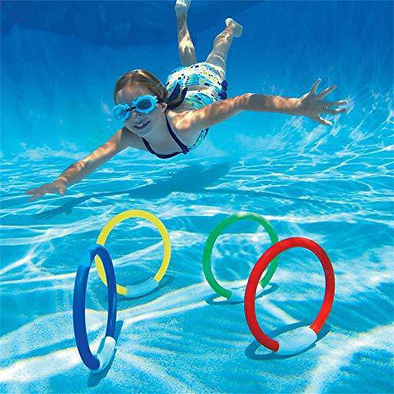 LZYY 4PCS/Dive Ring Swimming Pool Accessory Toy Swimming Aid for Children Diving Ring, Swimming Pool Accessories, Children's Swimming Equipment Fun Underwater Sinking Toy for Kids