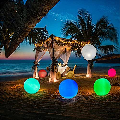 Malbaba Pool Toys 23.6'' Inflatable LED Light Up Beach Ball with Remote, 16 Colors 4 Modes Brightness Glow Ball Great for Beach Pool Party Outdoor Games and Decorations