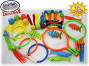 Matty's Toy Stop 32 Piece Ultimate Dive Set for Diving/Swimming Pools Featuring Dive Rings, Balls, Fish, Torpedo, Shark, Octopus, Jellyfish, Fishing Nets & Bonus Storage Bag