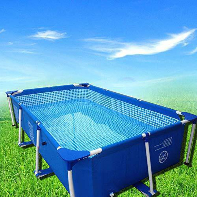 Metal Frame Swimming Pool Rectangular Square Above Ground Pools Outdoor Backyard Lounge Pool for Adults Kids (86.6 x 59.1 x 23.6 inch)