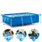 Metal Frame Swimming Pool Rectangular Square Above Ground Pools Outdoor Backyard Lounge Pool for Adults Kids (86.6 x 59.1 x 23.6 inch)