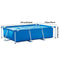 Metal Frame Swimming Pool Rectangular Square Above Ground Pools Outdoor Backyard Lounge Pool for Adults Kids (86.6 x 59.1 x 23.6 inch)