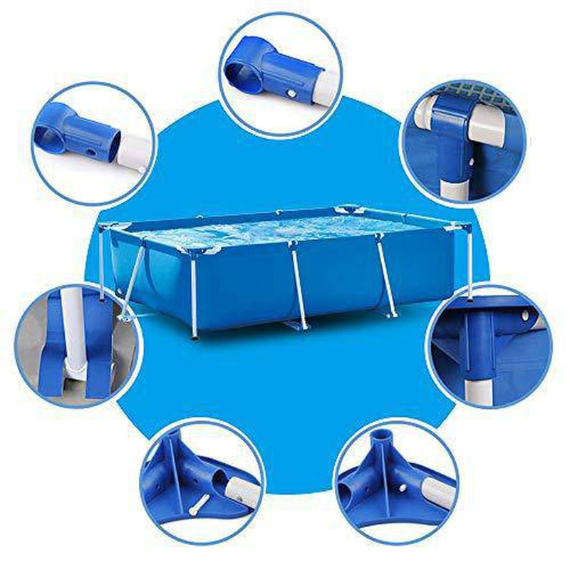 Metal Frame Swimming Pool Rectangular Square Above Ground Pools Outdoor Backyard Lounge Pool for Adults Kids (86.6 x 59.1 x 23.6 inch)