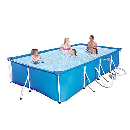 Metal Frame Swimming Pool Summer Rectangular Above Ground Pools Blue Outdoor Lounge Pool for Adults Kids (102" x 66.9" x 24", Blue)