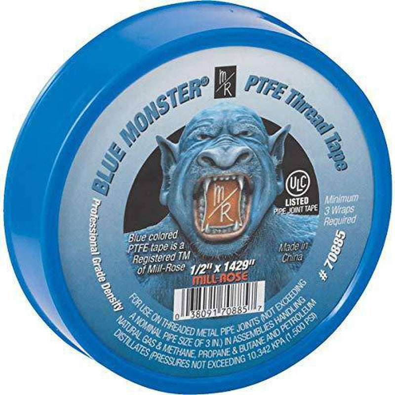 Mill-Rose 70885 Blue Monster PTFE Pipe Thread Sealant Tape, 1/2-Inch x 1429-Inches, Blue