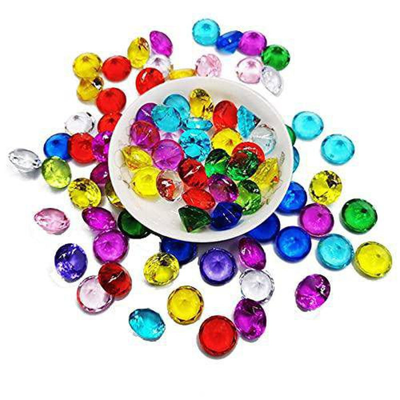 Mona43Henry Diving Gem Pool Toy Colorful Diamond Shaped Acrylic Gems with 1 Treasure Boxes Summer Swimming Dive Toy Set Dive Throw Toy Set Superb