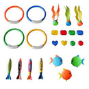 MR.FUNNY 22 Pcs Pool Diving Toy Set, Underwater Diving Swimming Pool Toys, Various Water Diving Rings, Dive Sticks with Storage Bag for Kids