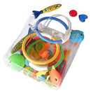 MR.FUNNY 22 Pcs Pool Diving Toy Set, Underwater Diving Swimming Pool Toys, Various Water Diving Rings, Dive Sticks with Storage Bag for Kids