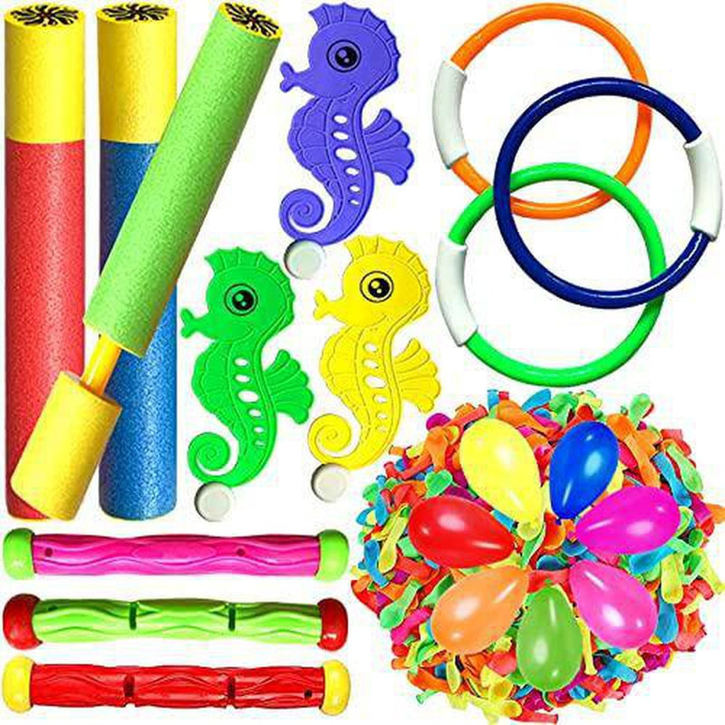 MUMUSAN Pool Toys for Kids 3-10 Diving Toys,Underwater Swimming Pool Games Dive Rings and Diving Sticks with Water Balloons,Diving Training Gifts for Teens Adults Christmas Birthday