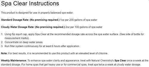 Natural Chemistry 04015 Spa Clear Concentrated 4-in-1 Clarifier, 32 Ounce Bottle