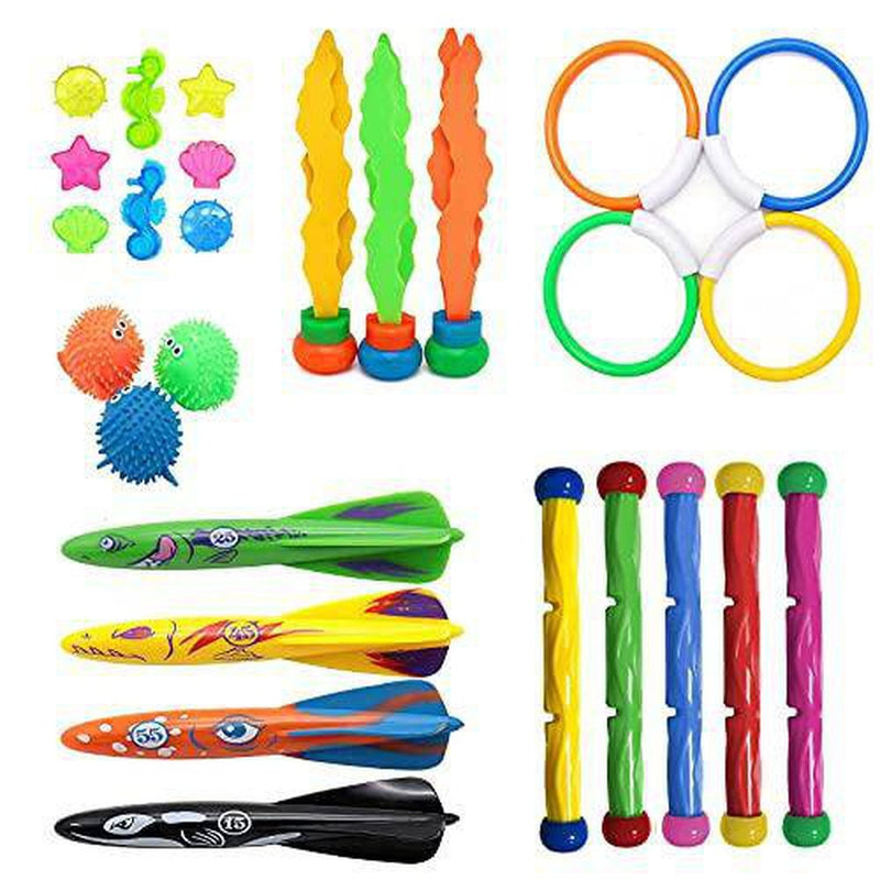 Nixiang Diving Toys Pool Toys,Underwater Swimming Toys Diving Torpedos, Diving Rings, Diving Gems, Diving Sticks, Diving Fish, Puffer Fish with Under Water Treasures Gift Set for Kids