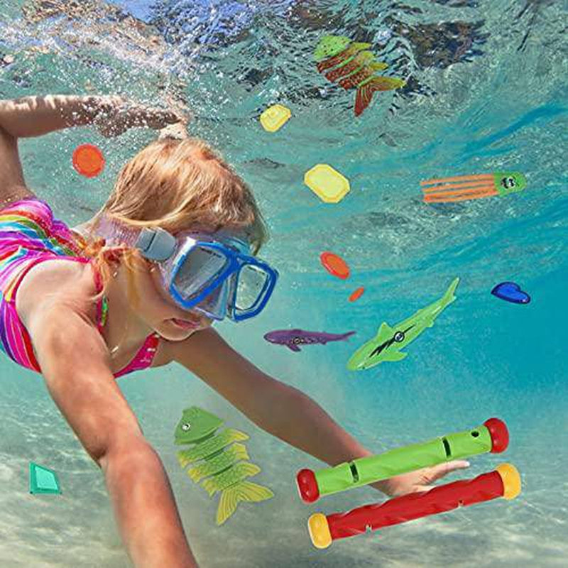 NUOBESTY 21pcs Diving Toy Set Swimming Pool Diving Pool Toys Set with Diving Sticks Diving Fish Toy Underwater Sinking Swimming Pool Toy