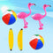 NUOBESTY 6pcs Plastic Inflatable Toys Blow Up Beach Ball Banana Flamingo Toys for Wedding Summer Tropical Hawaii Luau Pool Party Favors