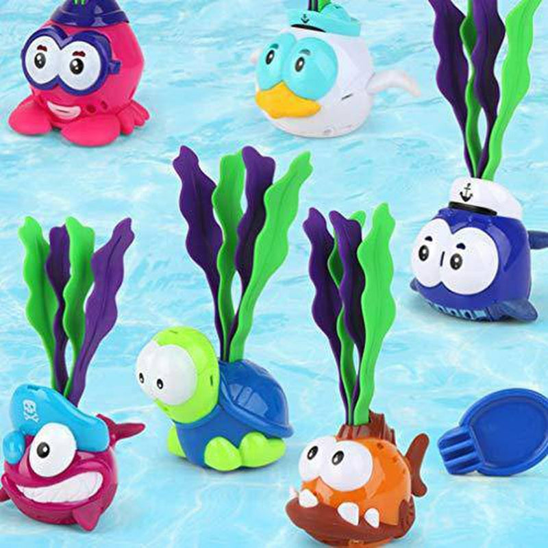 NUOBESTY Diving Pool Toys Floating Seaweed Luminous Crocodile Glowing Toy Shower Playthings Gift for Kids Newborn - Red
