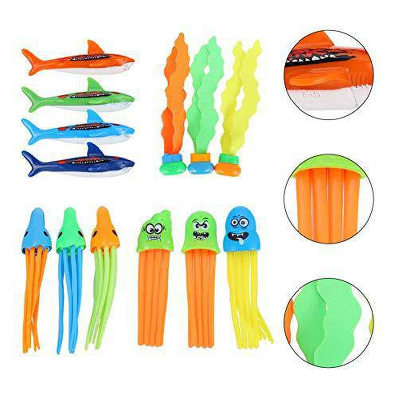 NUOBESTY Swimming Diving Toys, Summer Underwater Sinking Pool Toys Set Bundle Cartoon Shaped Diving Toys for Kids Pool Summer Party