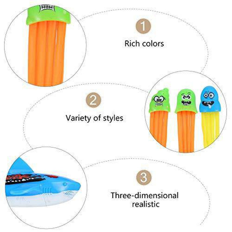 NUOBESTY Swimming Diving Toys, Summer Underwater Sinking Pool Toys Set Bundle Cartoon Shaped Diving Toys for Kids Pool Summer Party