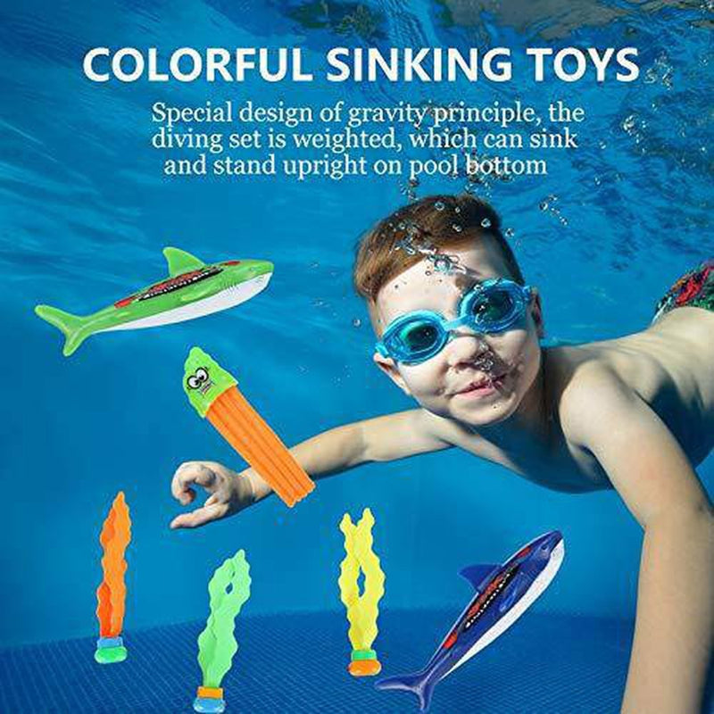 NUOBESTY Swimming Diving Toys, Summer Underwater Sinking Pool Toys Set Bundle Cartoon Shaped Diving Toys for Kids Pool Summer Party