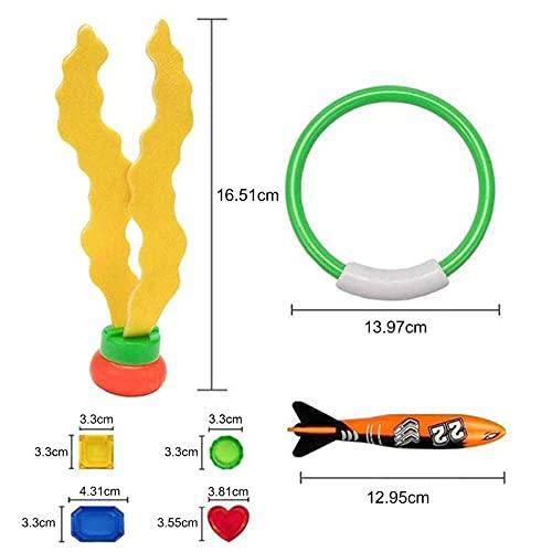 NUZYZ Swimming Pool Diving Toys, 22Pcs/Set Diving Toys Portable Wear-Resistant ABS Fish Ring Torpedos Swimming Toys Set for Beach 22Pcs/Set