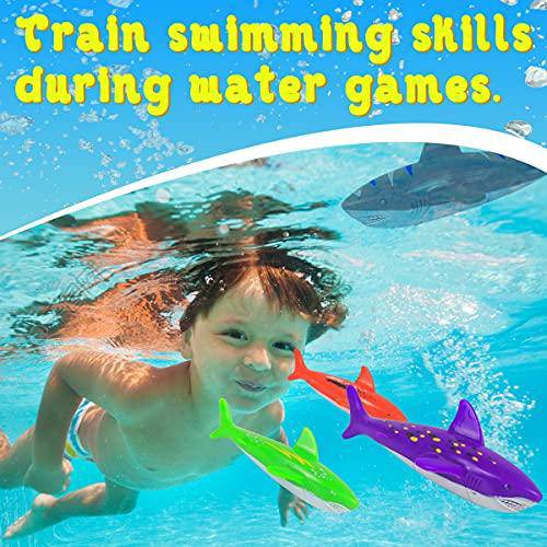 ONG NAMO Pool Toys, 21 Packs Diving Toys with 8 Pirate Treasures Gems 4 Dive Torpedos Sharks 3 Diving Seaweeds 3 Diving Octopus 3 Diving Fish Pool Toys for Teens & Adults
