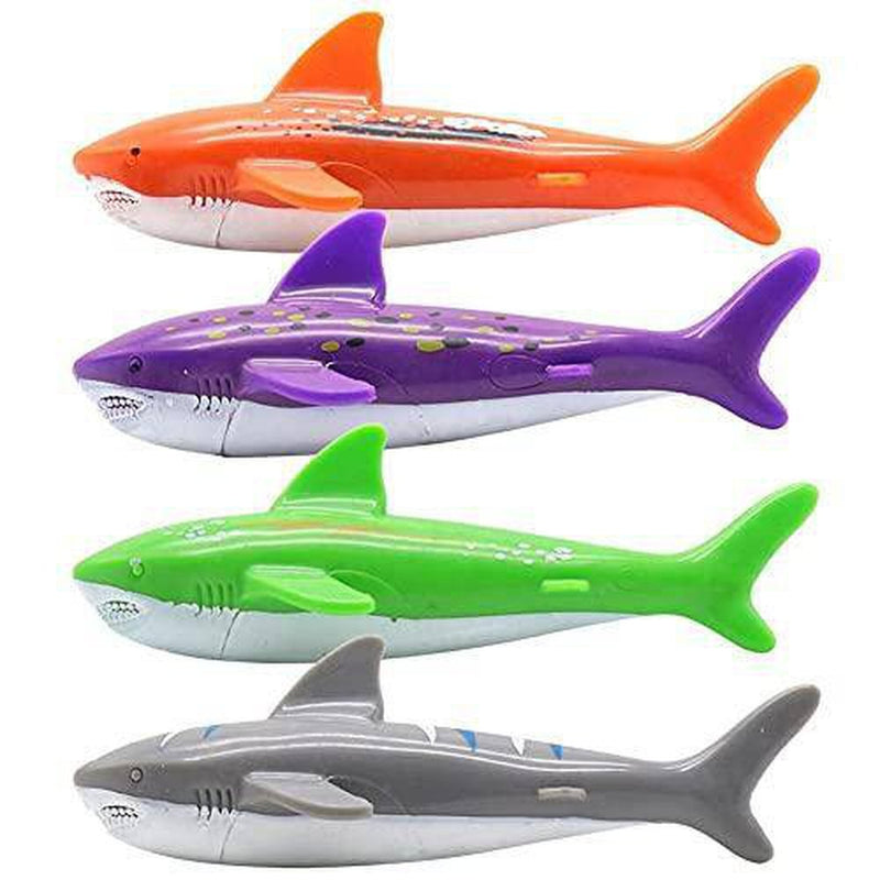 Onsinic 4 Pack Diving Pool Toy Underwater Swimming Throwing Shark Set for Pool Children