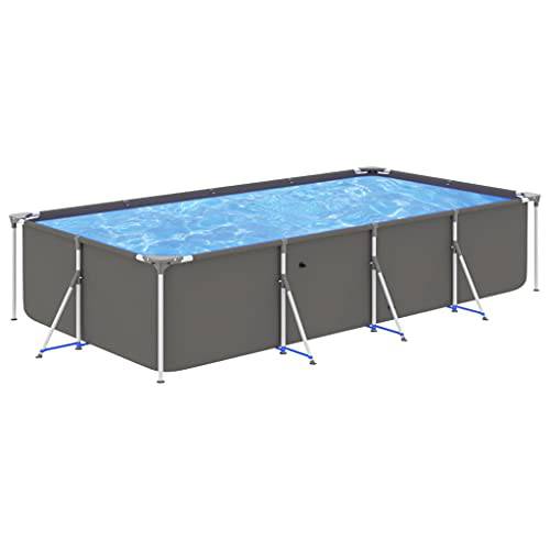 OUSEE Swimming Pool with Steel Frame 155.1"x81.5"x31.5" Anthracite