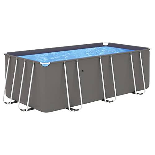OUSEE Swimming Pool with Steel Frame 157.5"x106.3"x48" Anthracite