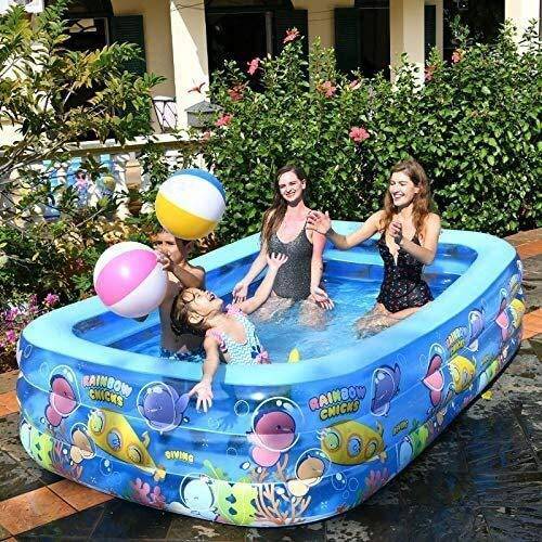 PARTAS Air Pump, wear Resistant Thick Marine Ball Pool, Rectangle and Garden, Inflatable Pool, Swimming Pool Kid's Adult Swimming Pool (Size: 262 175 60 cm) (Size : 15510852cm)