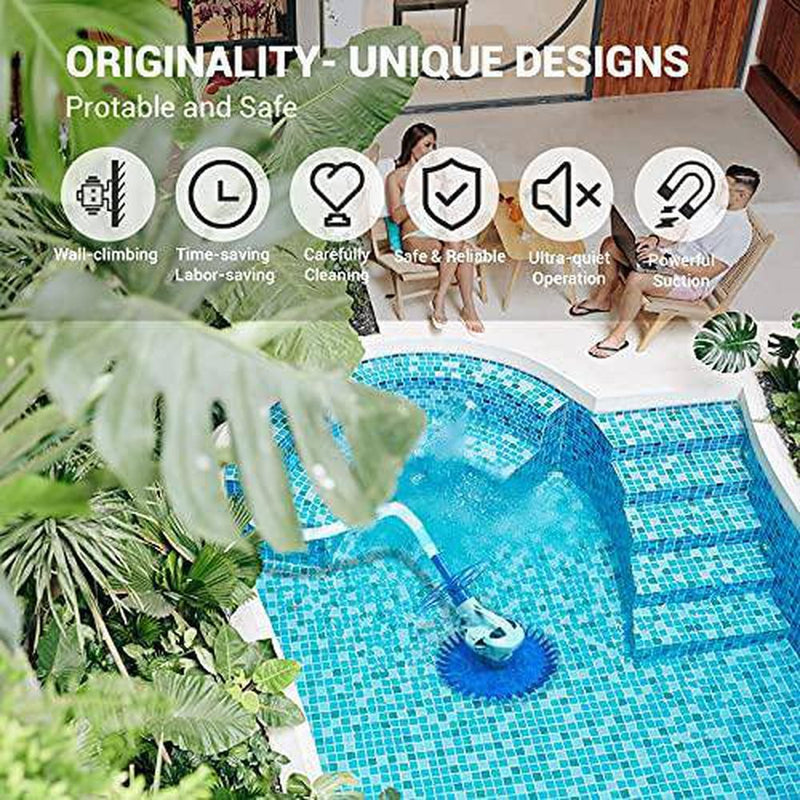 PAXCESS Pool Suction Cleaner,Wall Climbing Pool Vacuum Cleaner,360° Rotate Deep Cleaning,20x19.7 Air-Proof Hoses,4-Wheel Gear Drive,Ideal for 1076.39 sq ft for inground Pool with Pump