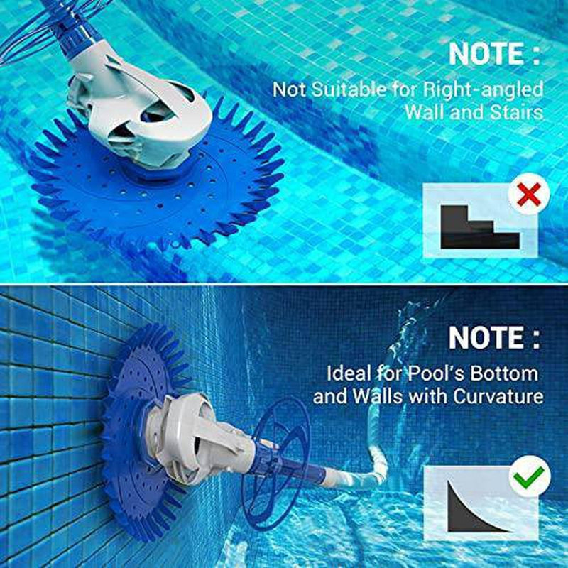 PAXCESS Pool Vacuum Cleaner, Automatic Suction Climbing Wall Pool Vacuum Sweeper for In-Ground Pool, with 16 Pcs 24Inch Durable Hose, Ultra-Silent Operation, Working with Pump