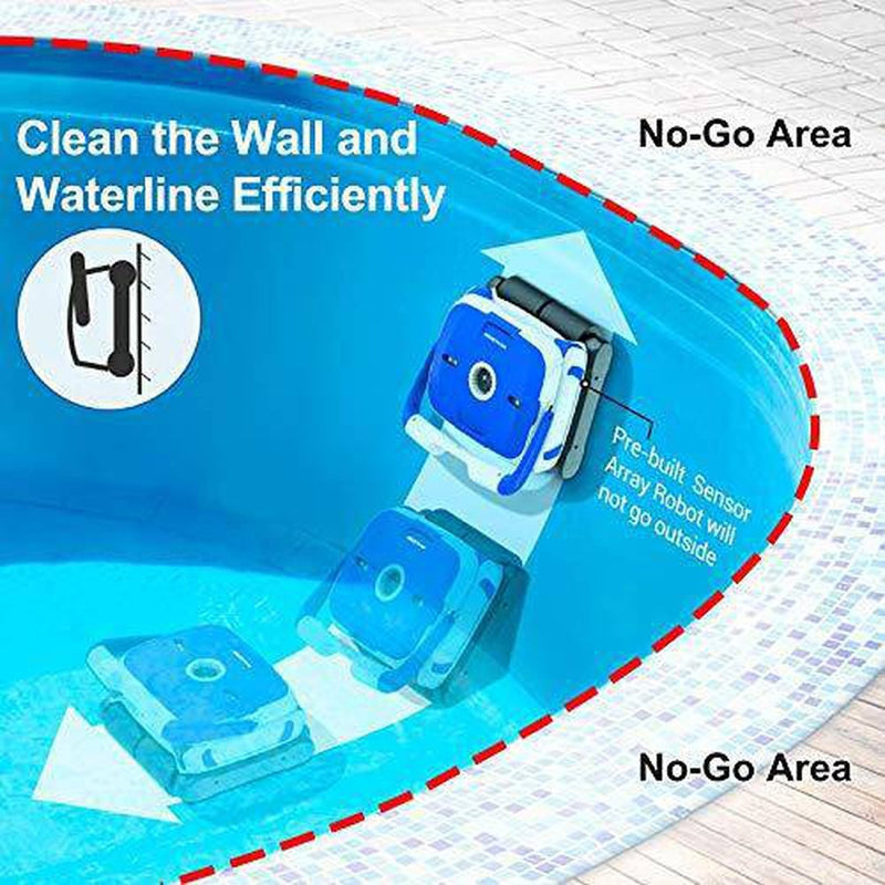 PAXCESS Wall-Climbing Automatic Pool Cleaner with Twin Large 180um Filter Basket & Pool Suction Cleaner,Automatic Pool Vacuum Cleaner,Climbing Wall,360°Rotate Deep Cleaning