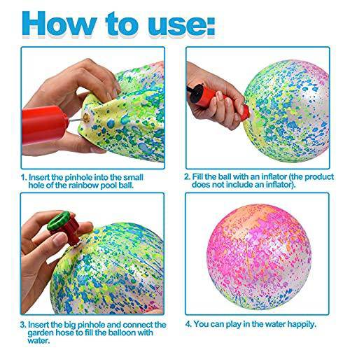 Poiuqew Swimming Pool Toys Ball, Underwater Game Swimming Accessories Pool Ball for Under Water Passing, Dribbling, Diving and Pool Games for Teens, Adults, Colorful Rainbow Ball Fills with Adaptable