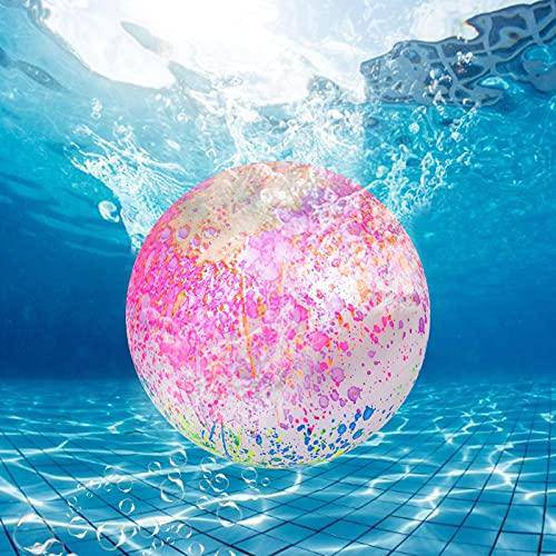 Poiuqew Swimming Pool Toys Ball, Underwater Game Swimming Accessories Pool Ball for Under Water Passing, Dribbling, Diving and Pool Games for Teens, Adults, Colorful Rainbow Ball Fills with Adaptable